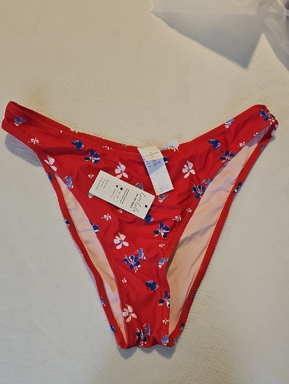 Cupshe Red Floral Bikini Bottoms